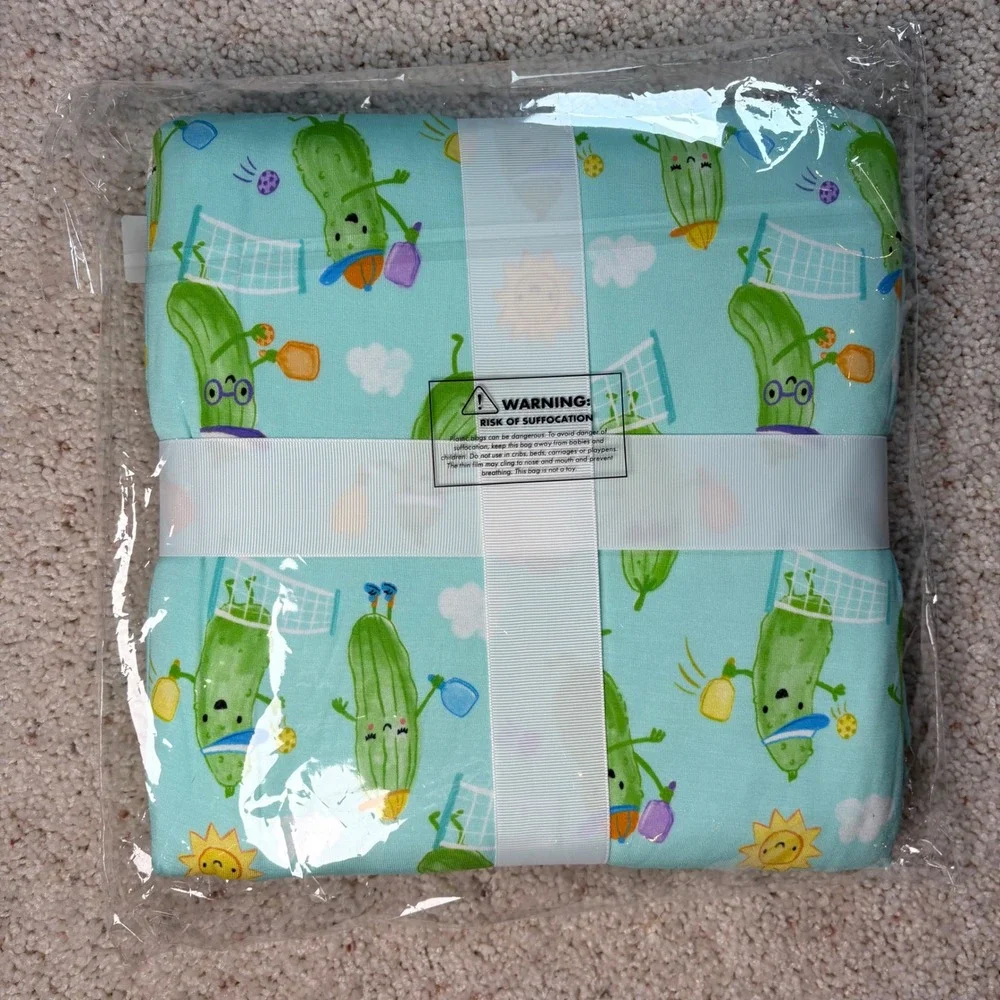 Little Sleepies Pickle Power Cloud Blanket Large 50x50 Turquoise Bamboo Sports